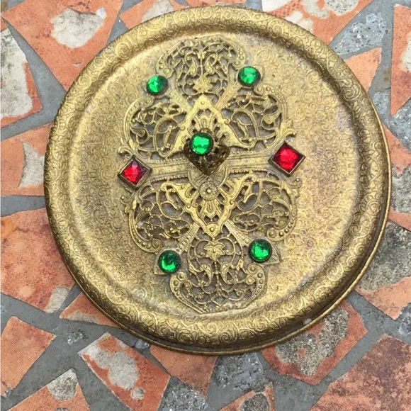 Antique Victorian ornate amber glass vanity jar - Picture 2 of 14